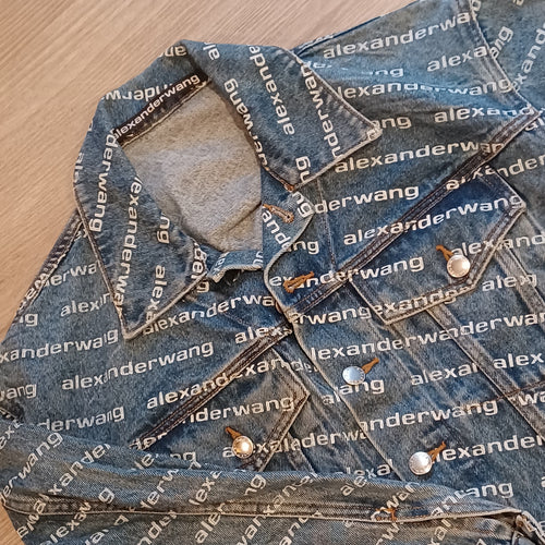 Pre-Loved Alexander Wang Falling Back Logo Indigo Blue Denim Jacket