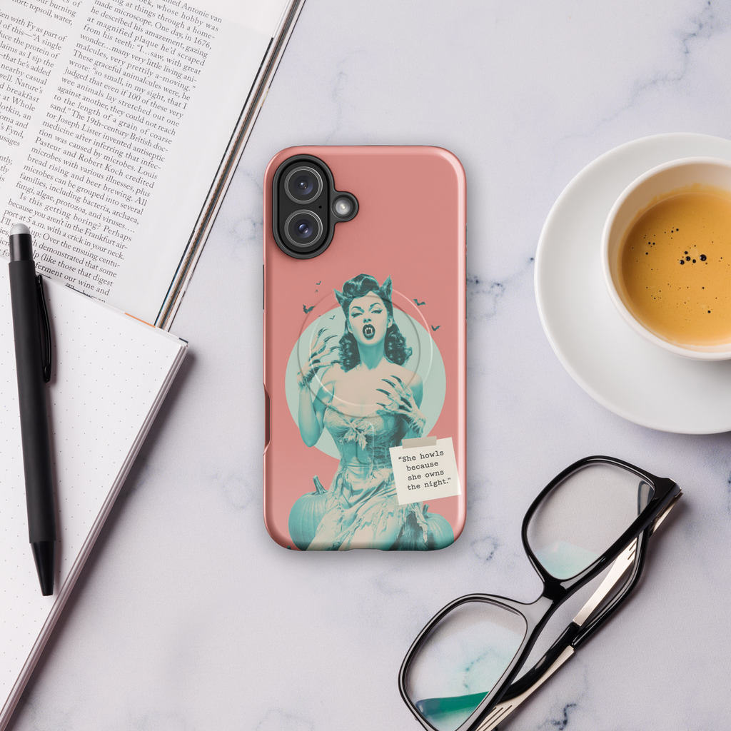 🐺 Pin-Up Werewolf iPhone Case | Vintage 1950s Spooky Chic MagSafe® Tough Cover (14–17)